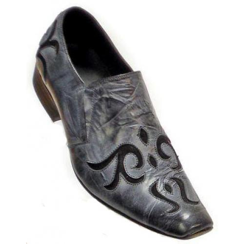 Fiesso Blue Genuine Wrinkled Leather Loafer Loafer Shoes FI8055